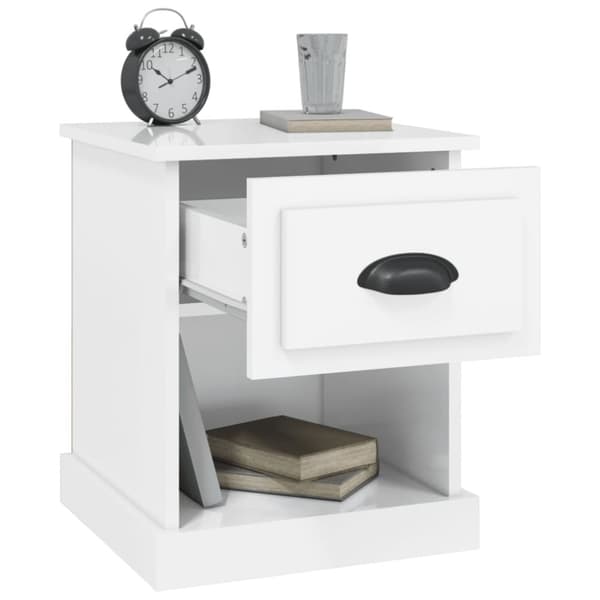 vidaXL sengebord 39x39x47,5 cm konstrueret træ hvid højglans -  Natborde