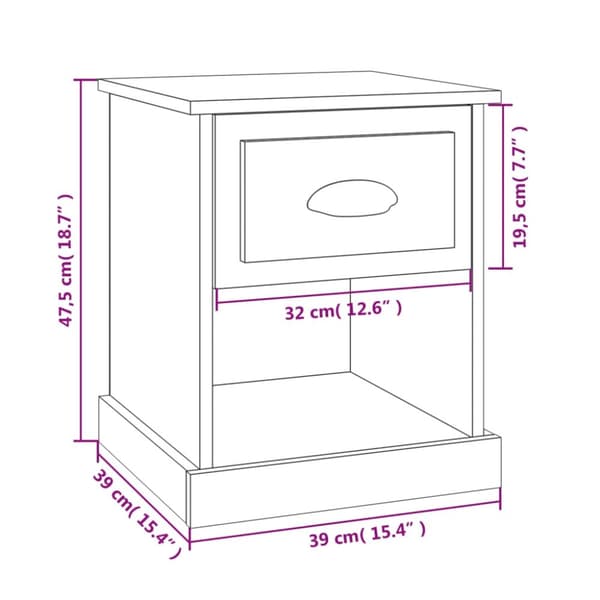 vidaXL sengebord 39x39x47,5 cm konstrueret træ hvid højglans -  Natborde