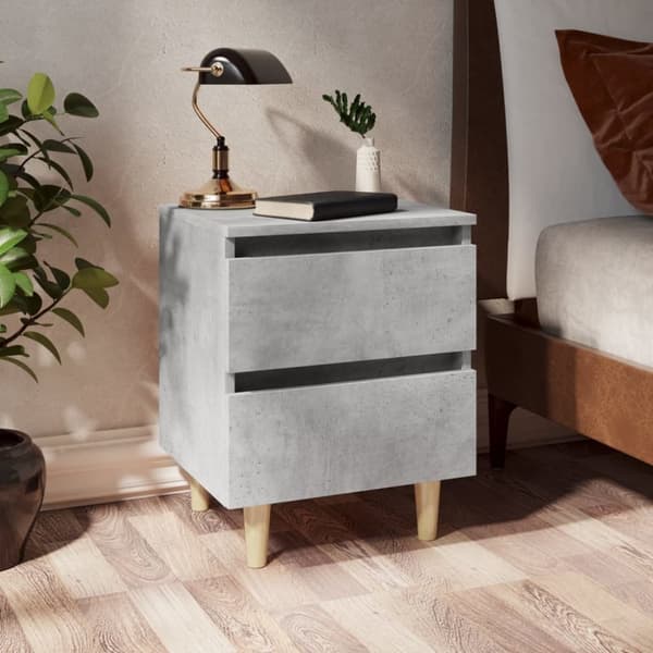 vidaXL sengeskabe med ben i massivt fyrretræ 2 stk. 40x35x50 cm betongrå -  Natborde