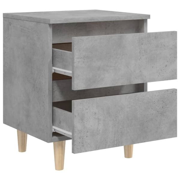 vidaXL sengeskabe med ben i massivt fyrretræ 2 stk. 40x35x50 cm betongrå -  Natborde
