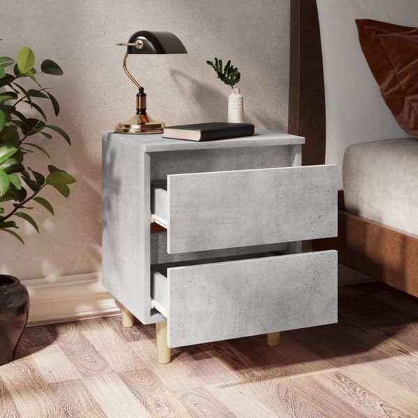 vidaXL sengeskabe med ben i massivt fyrretræ 2 stk. 40x35x50 cm betongrå -  Natborde
