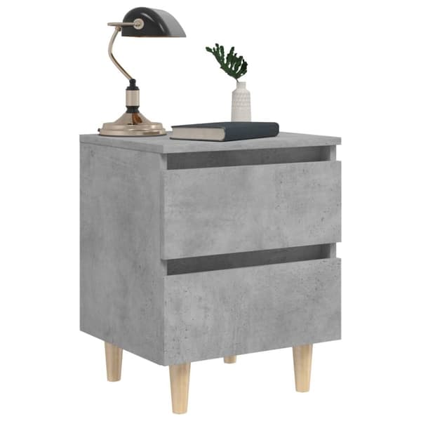 vidaXL sengeskabe med ben i massivt fyrretræ 2 stk. 40x35x50 cm betongrå -  Natborde