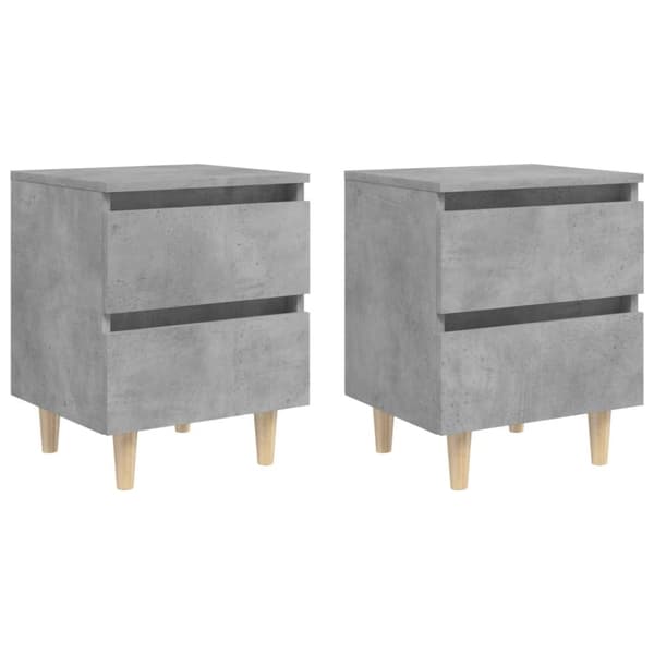vidaXL sengeskabe med ben i massivt fyrretræ 2 stk. 40x35x50 cm betongrå -  Natborde