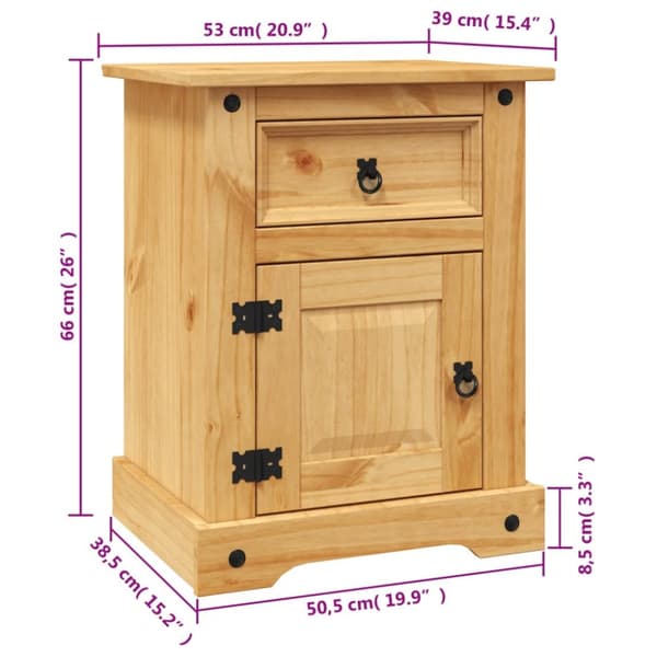 vidaXL Nattduksbord mexikansk Coronastil furu 53x39x66 cm -  Nattduksbord