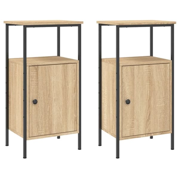 vidaXL sengeborde 2 stk. 41x31x80 cm konstrueret træ sonoma-eg - Natborde
