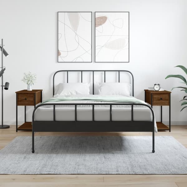 vidaXL Yöpöydät 2 kpl ruskea tammi 30x60x60 cm tekninen puu -  Yöpöydät