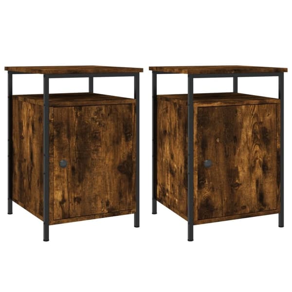 vidaXL sengeborde 2 stk. 40x42x60 cm konstrueret træ røget egetræ -  Natborde