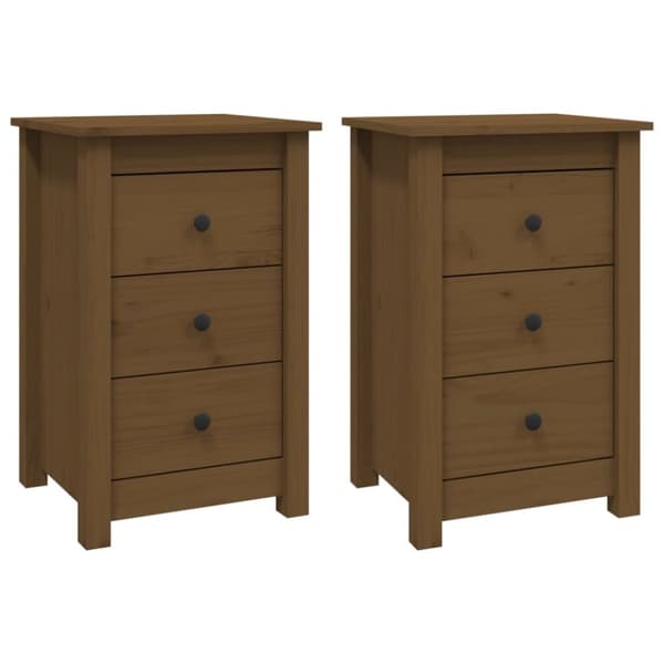 vidaXL sengeborde 2 stk. 40x35x61,5cm massivt fyrretræ gyldenbrun - Natborde