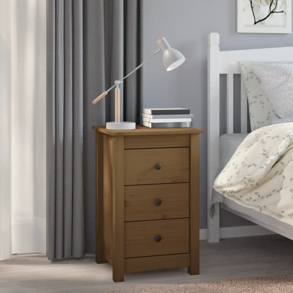 vidaXL sengeborde 2 stk. 40x35x61,5cm massivt fyrretræ gyldenbrun - Natborde