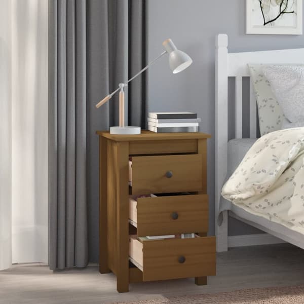 vidaXL sengeborde 2 stk. 40x35x61,5cm massivt fyrretræ gyldenbrun - Natborde