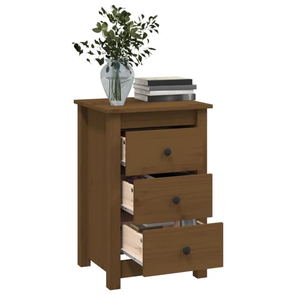 vidaXL sengeborde 2 stk. 40x35x61,5cm massivt fyrretræ gyldenbrun - Natborde