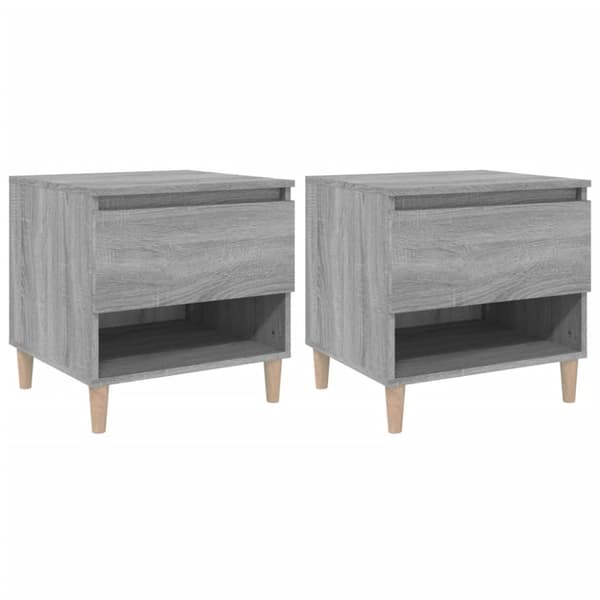 vidaXL Yöpöydät 2 kpl harmaa Sonoma 50x46x50 cm tekninen puu - Yöpöydät