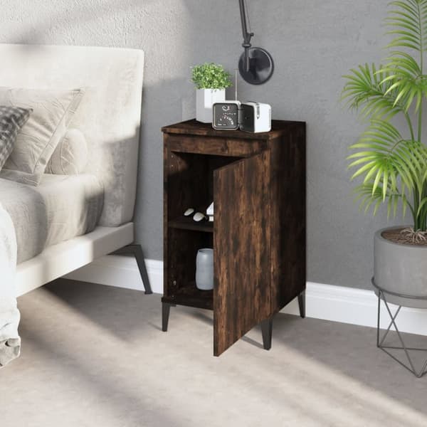 vidaXL sengeborde 2 stk. 40x35x70 cm konstrueret træ røget egetræ - Natborde