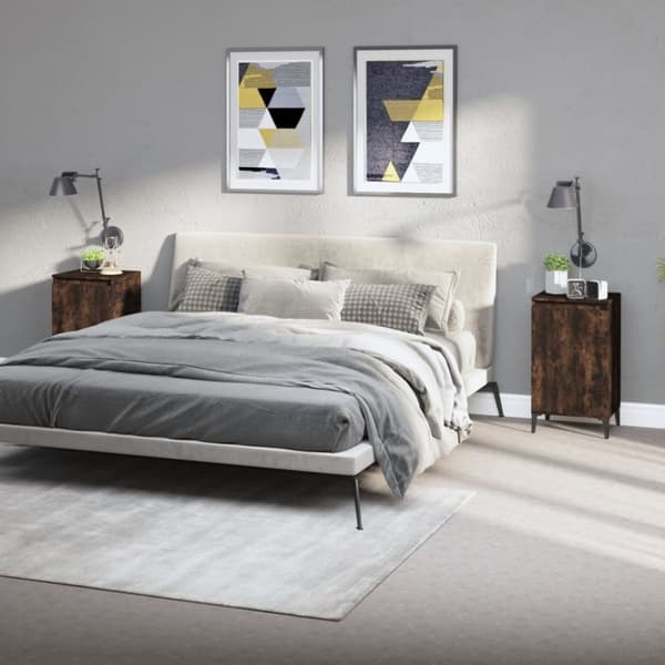 vidaXL sengeborde 2 stk. 40x35x70 cm konstrueret træ røget egetræ - Natborde