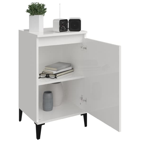 vidaXL sengebord 40x35x70 cm konstrueret træ hvid højglans -  Natborde
