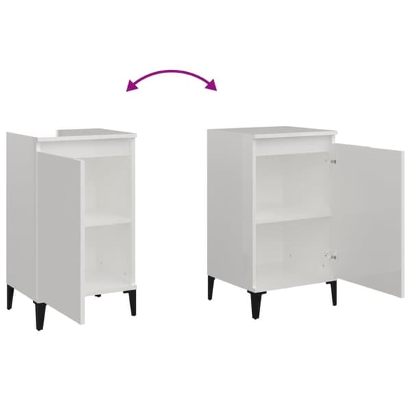 vidaXL sengebord 40x35x70 cm konstrueret træ hvid højglans -  Natborde