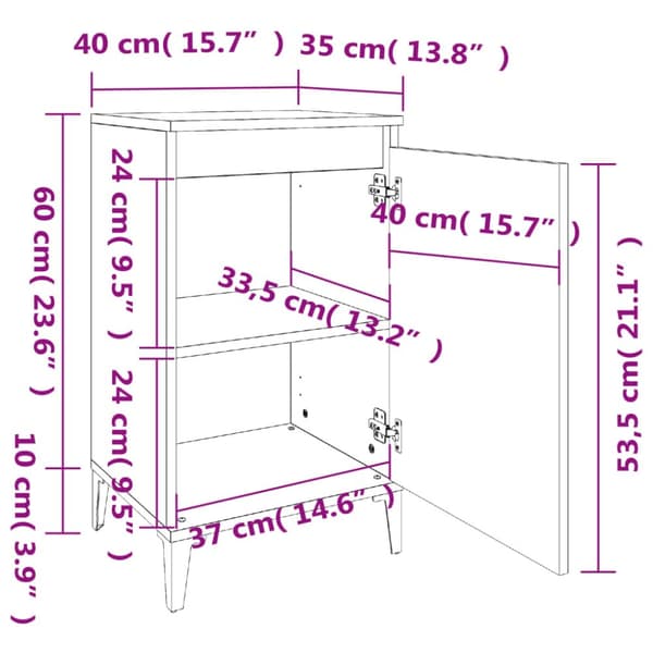 vidaXL sengebord 40x35x70 cm konstrueret træ hvid højglans -  Natborde