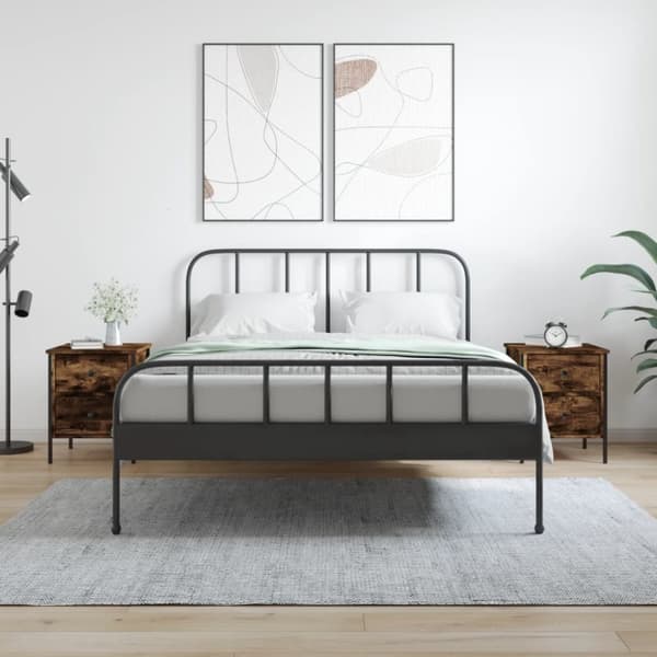 vidaXL sengeborde 2 stk. 40x42x50 cm konstrueret træ røget egetræ -  Natborde