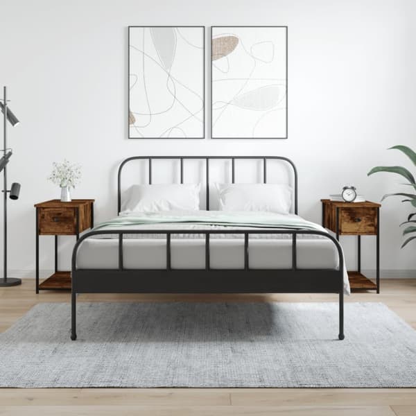 vidaXL Yöpöydät 2 kpl savutammi 30x60x60 cm tekninen puu -  Yöpöydät