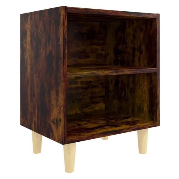 vidaXL sengeborde 2 stk. med massive træben 40x30x50 cm røget egetræ - Natborde