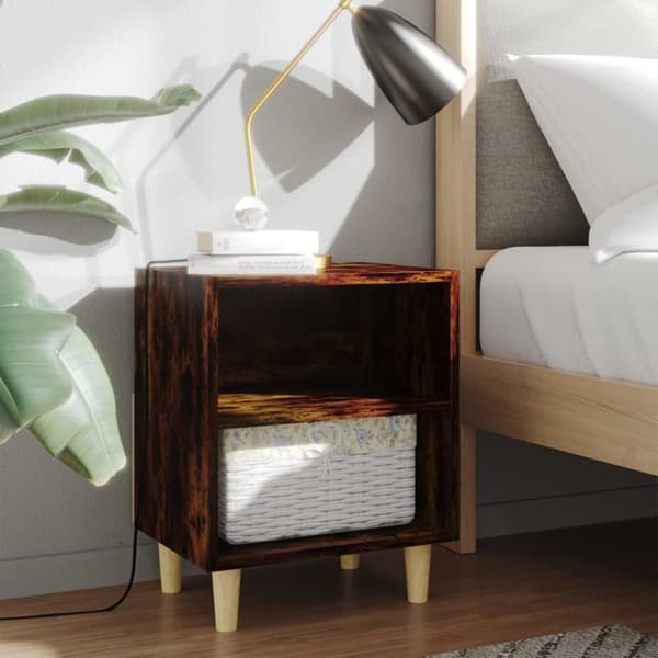 vidaXL sengeborde 2 stk. med massive træben 40x30x50 cm røget egetræ -  Natborde