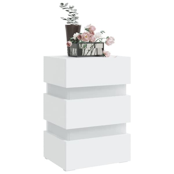 vidaXL Yöpöytä LED-valoilla valkoinen 45x35x67 cm tekninen puu -  Yöpöydät