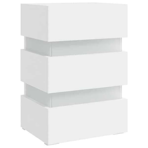 vidaXL Yöpöytä LED-valoilla valkoinen 45x35x67 cm tekninen puu -  Yöpöydät