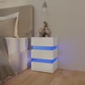 Pikkukuva 1 / 11: vidaXL Yöpöytä LED-valoilla valkoinen 45x35x67 cm tekninen puu -  Yöpöydät