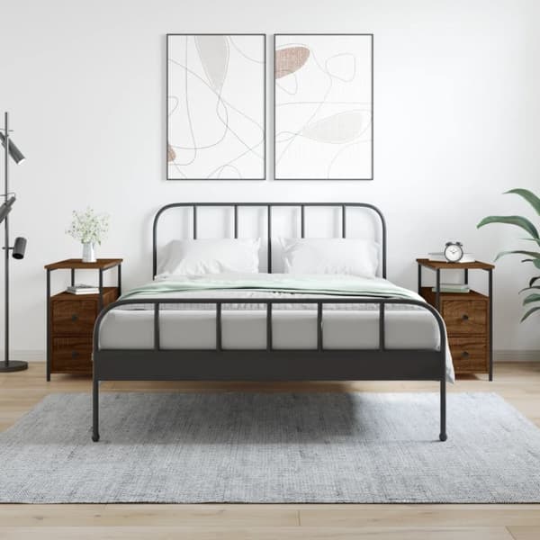 vidaXL sengeborde 2 stk. 30x60x60 cm brun egetræsfarve -  Natborde