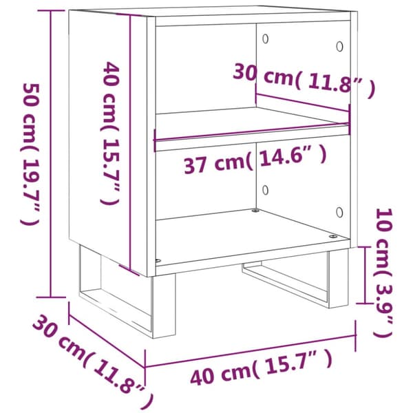 vidaXL sengeborde 2 stk. 40x30x50 cm konstrueret træ hvid - Natborde