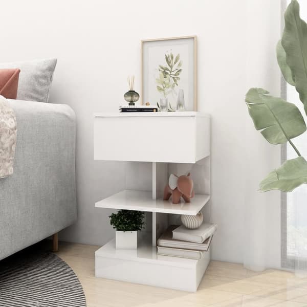 vidaXL Sängbord vit högglans 40x35x65 cm konstruerat trä - Nattduksbord