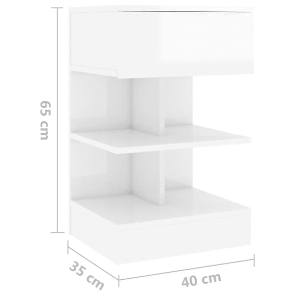 vidaXL Sängbord vit högglans 40x35x65 cm konstruerat trä - Nattduksbord