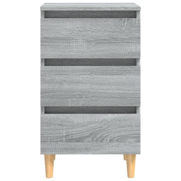 vidaXL Sängbord med ben i massiv sonoma-ek grå 40x35x69 cm - Nattduksbord