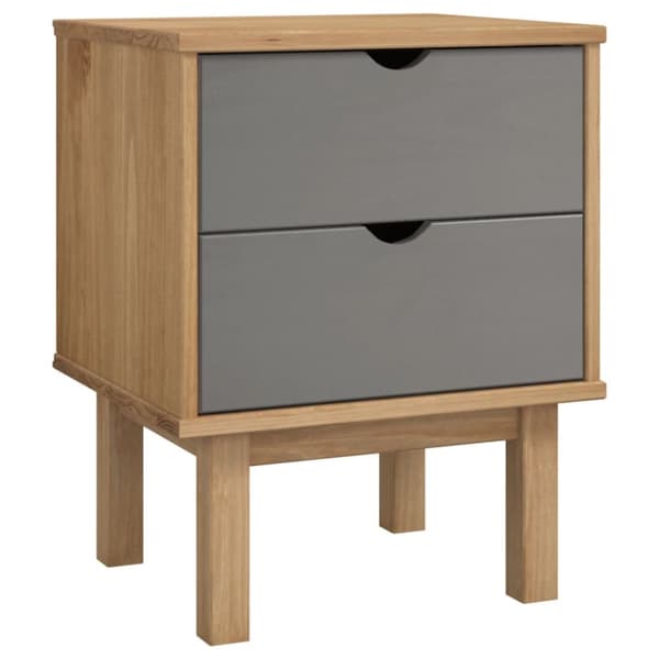 vidaXL sengebord OTTA 45x39x57 cm massivt fyrretræ brun og grå - Natborde