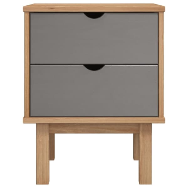 vidaXL sengebord OTTA 45x39x57 cm massivt fyrretræ brun og grå -  Natborde