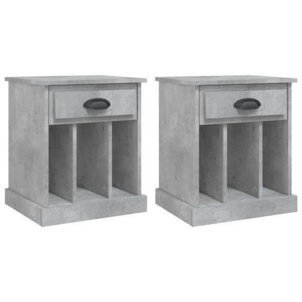 vidaXL sengeborde 2 stk. 43x36x50 cm betongrå -  Natborde
