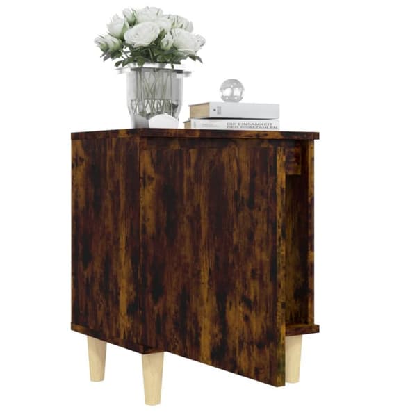 vidaXL sengeborde 2 stk. med massive træben 40x30x50 cm røget egetræ - Natborde