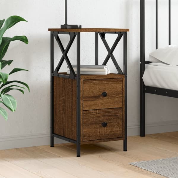 vidaXL sengebord 34x35,5x70 cm konstrueret træ brun egetræsfarve - Natborde