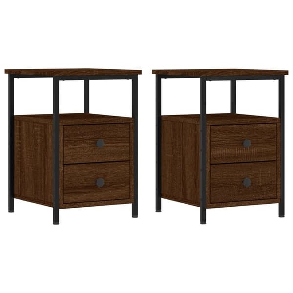 vidaXL sengeborde 2 stk. 34x35,5x50 cm konstrueret træ brunt egetræ -  Natborde