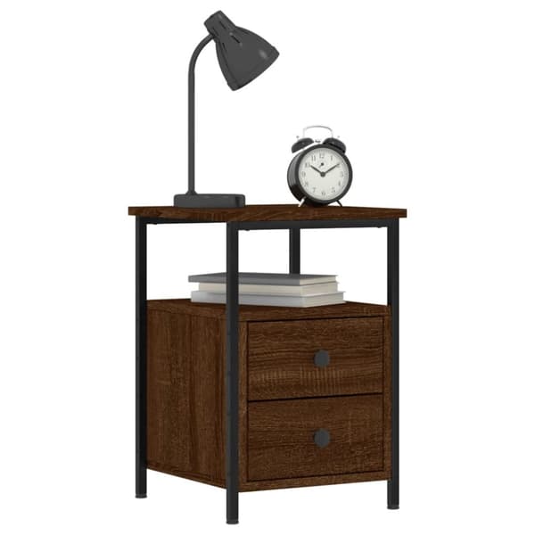 vidaXL sengeborde 2 stk. 34x35,5x50 cm konstrueret træ brunt egetræ -  Natborde