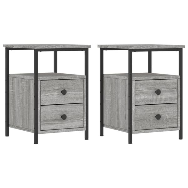 vidaXL sengeborde 2 stk. 34x35,5x50 cm konstrueret træ grå sonoma-eg - Natborde