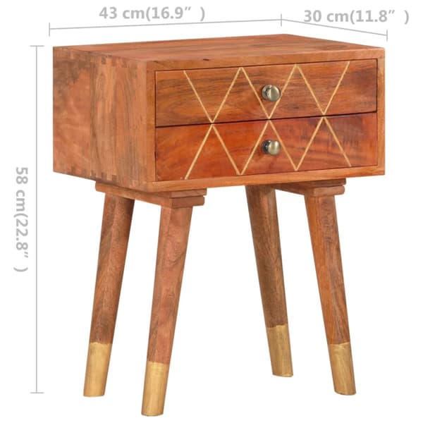 vidaXL sengeskab 43 x 30 x 58 cm massivt mangotræ -  Natborde