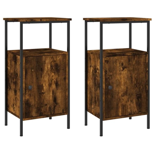 vidaXL sengeborde 2 stk. 41x31x80 cm konstrueret træ røget egetræ - Natborde