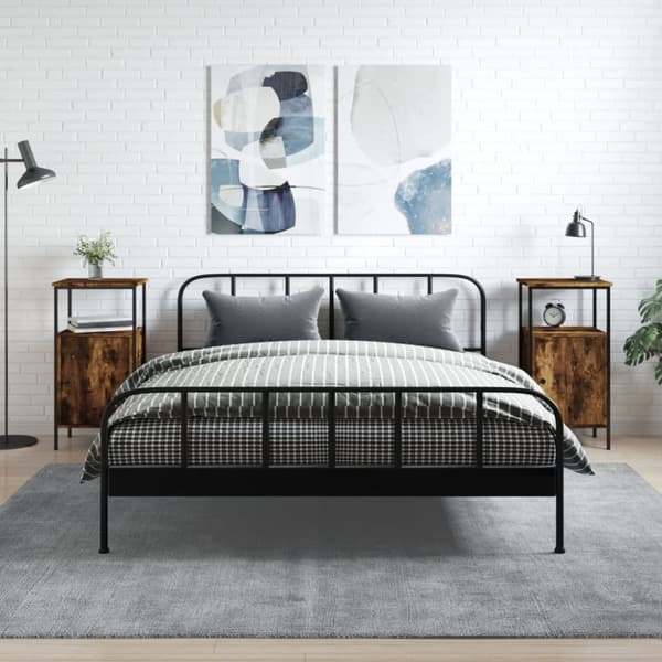 vidaXL sengeborde 2 stk. 41x31x80 cm konstrueret træ røget egetræ - Natborde