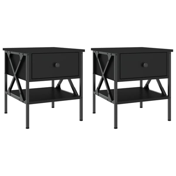 vidaXL Sängbord 2 st svart 40x42x45 cm konstruerat trä - Nattduksbord