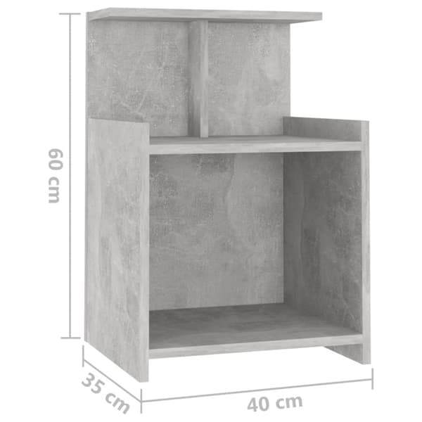 vidaXL sengeskab 40x35x60 cm spånplade betongrå - Natborde