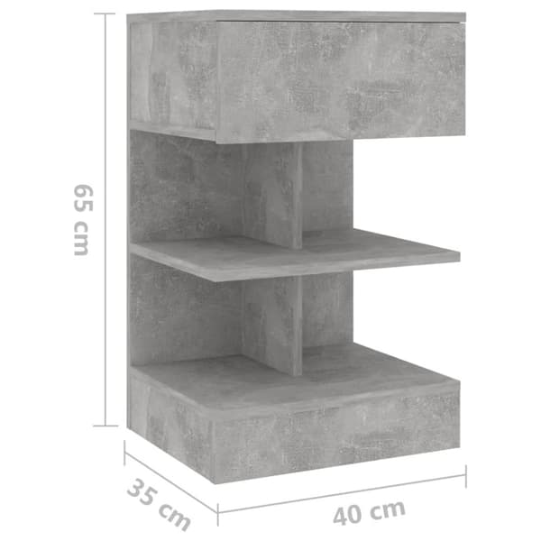 vidaXL Sängbord betonggrå 40x35x65 cm spånskiva -  Nattduksbord