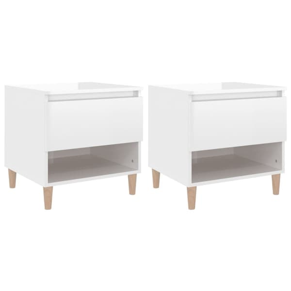 vidaXL sengeborde 2 stk. 50x46x50 cm konstrueret træ hvid højglans -  Natborde