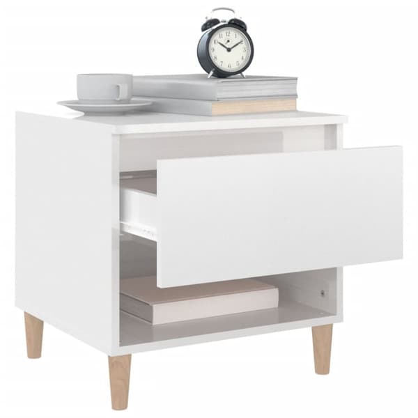 vidaXL sengeborde 2 stk. 50x46x50 cm konstrueret træ hvid højglans - Natborde