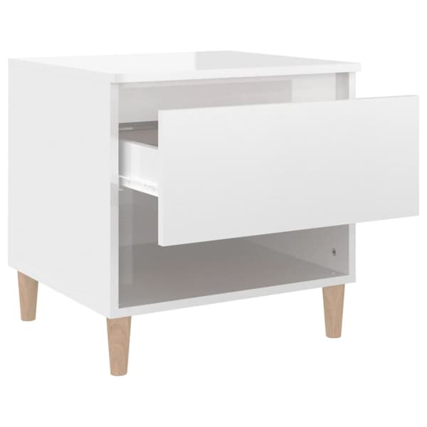 vidaXL sengeborde 2 stk. 50x46x50 cm konstrueret træ hvid højglans - Natborde